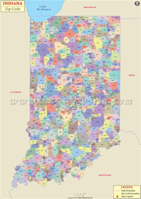 Buy Indiana Zip Code Map