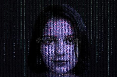 Female Face With Matrix Digital Numbers Artifical Intelligence Ai Theme
