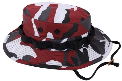 Red And Black Camouflage Boonie Bucket Hat W Chin Strap S Xl Rothco 5