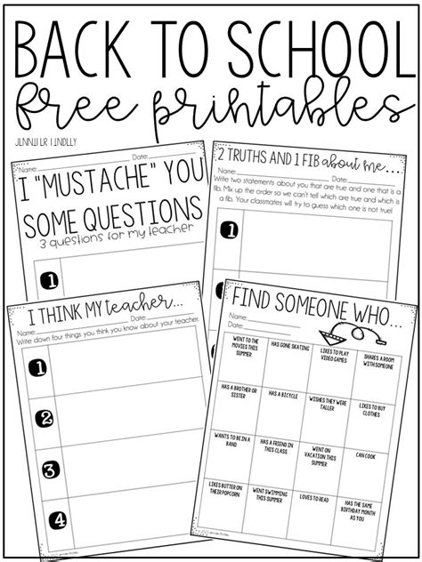 Back To School Free Printables First Day Of School Activities Back