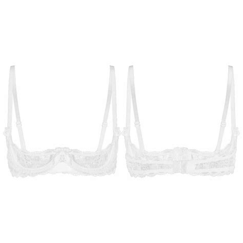 Sexy Women 1 4 Cup Bra Sheer Lace Netted See Through Underwired Non Padded Club Ebay