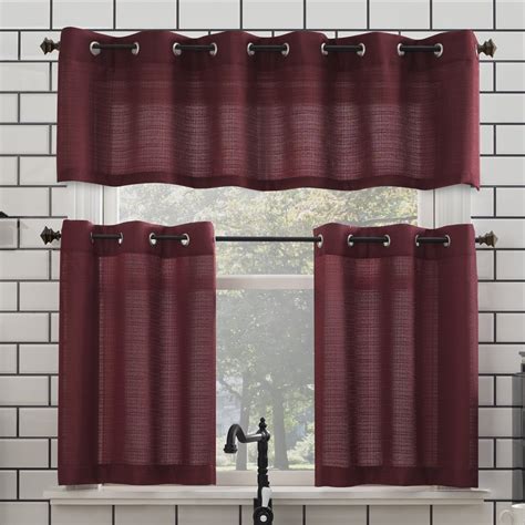 Mainstays Elevated Solid 3 Piece Kitchen Curtain Set