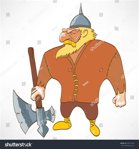 Cartoon Funny Character Viking Vector Illustration Stock Vector