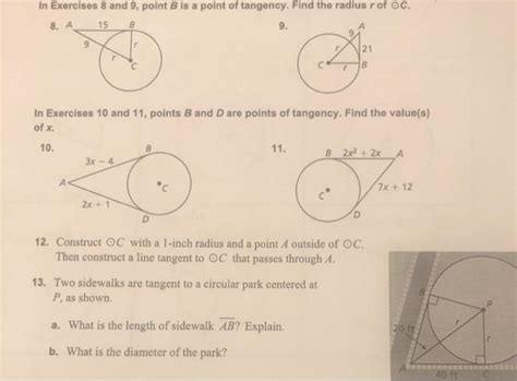 solved in exercises 8 and 9 point b is a point of tangency