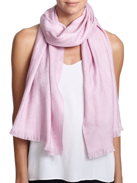 Gucci Wool Jacquard Scarf In Pink Lyst