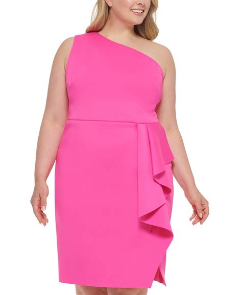 Eliza J Plus Size One Shoulder Ruffled Dress Macys