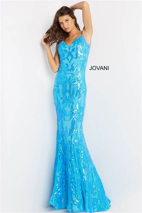 Jovani Dress 07784 Blue Embellished Fitted Formal Dress