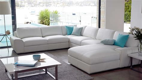 Riva 6 Seater Modular Leather Lounge White Leather Harvey Norman