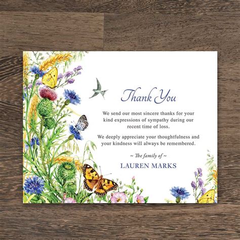 Butterfly Funeral Thank You Notes For Funeral With Your Custom Message