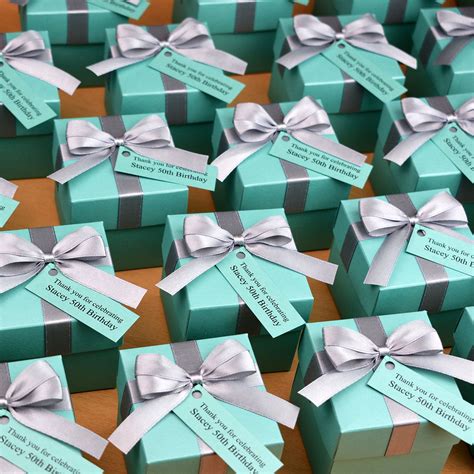 Personalized 50th Birthday Party Favor Box With Satin Bow And Custom