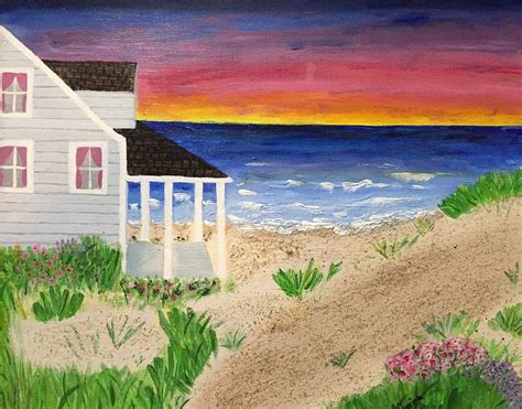 Sunset At Beach House Painting By Stephanie Farina Fine Art America