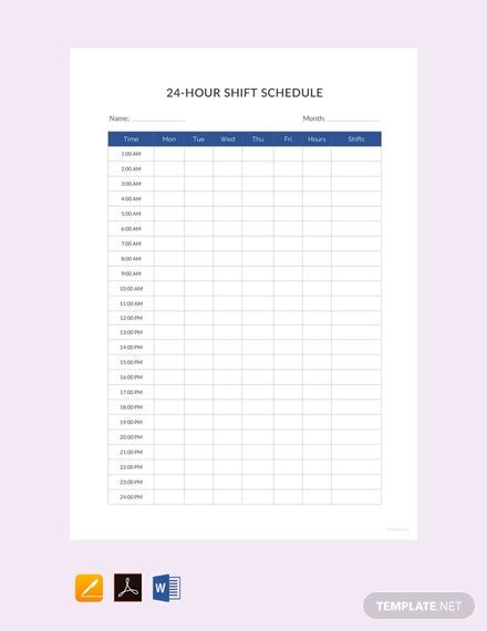 24 Hour Shift Schedule Template Tutoreorg Master Of Documents