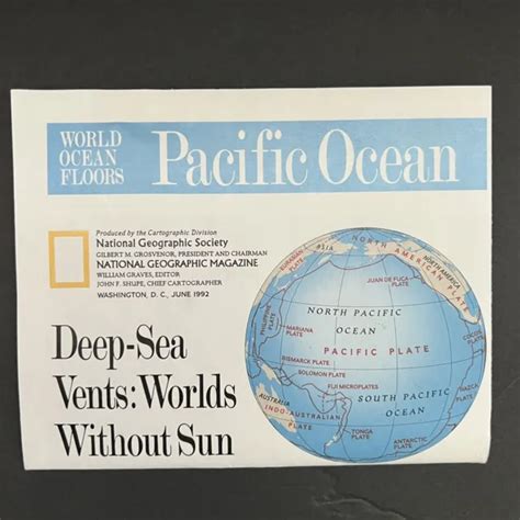 National Geographic Original June 1992 Map World Ocean Floors Pacific