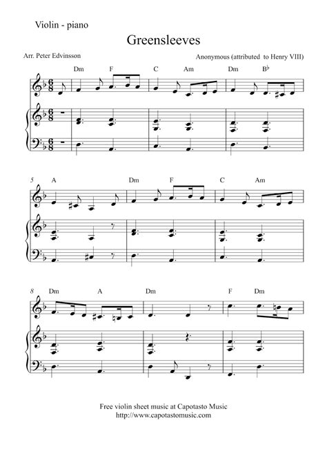 Print and download greensleeves sheet music. Free Sheet Music Scores: Free violin and piano sheet music | Greensleeves | Müzik