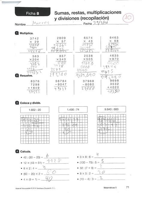 Cuaderno De Aula Sumas Restas Multiplicaciones Y Divisiones Images