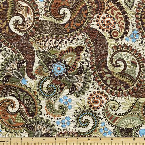 Paisley Upholstery Fabric By The Yard Flower Blossoms In Style Pattern