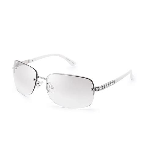 Phoemix Rimless Diamond Luxury Sunglasses Women Metal Frame Silver Gradient Lens Brand Designer