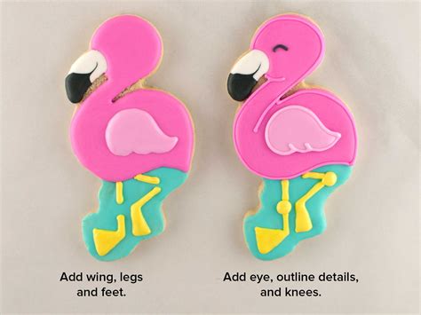 Flamingo Cookies Step 4 Pink Icing White Icing Royal Icing Bird Cookies Sugar Cookies Flood