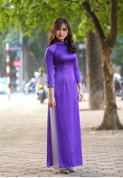 Blue White Ao Dai Vietnam Custom Made Silk Satin Hien Thao Shop