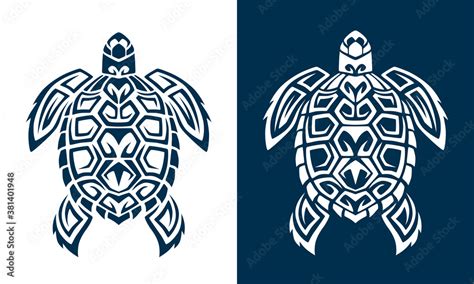 Vetor De Turtle Logo Graphic Design Concept White And Blue Background