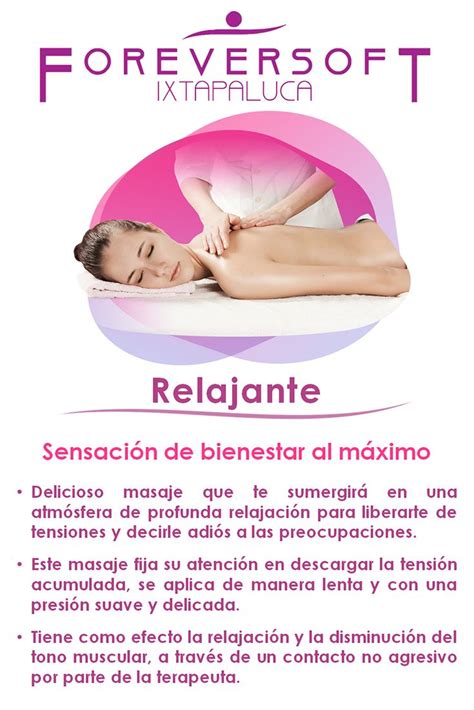 a woman laying on top of a bed next to a pink circle with the words relaxante