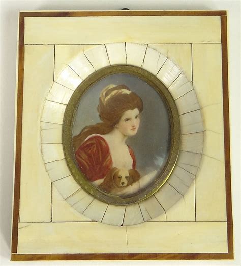 Pair Antique Hand Painted Ivory Portrait Miniatures In Ivory