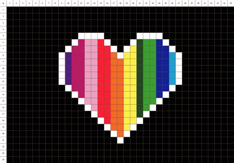 Pixel art facile et rapide : Coeur • Arc en ciel • Pixel Art • Fond noir