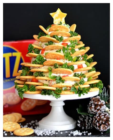 Holiday Ritz Crackers Veggie Cream Cheese Appetizer Tree