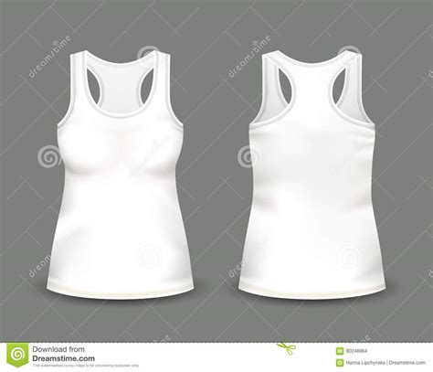 womans white sleeveless tank top  front   views vector illustration  realistic