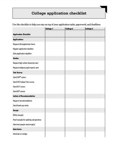 Application Checklist Template 13 Free Samples Examples Format Download