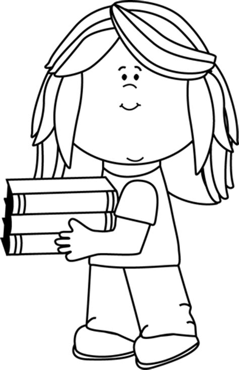 As long as you know these three essential strategies for teaching english to. Black and White Little Girl Carrying School Books Clip Art ...