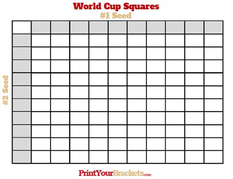 Printable World Cup 100 Square Grid Office Pool