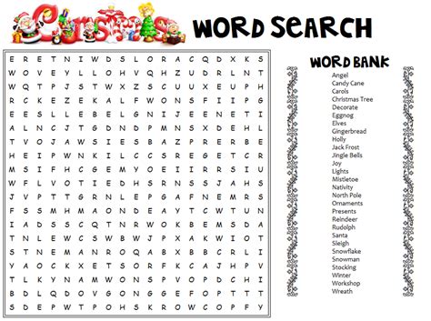 Christmas Word Search Worksheets Large Educative