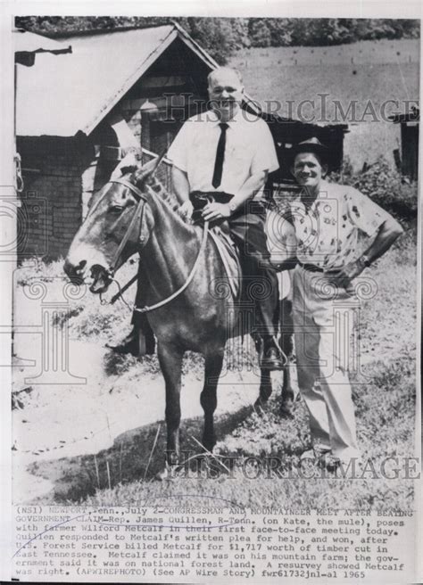 Rep James Quillen R Tenn On Kate The Mule On The Metcalf Farm 1965