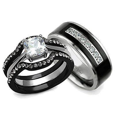 At the time of the wedding, both the bride and the groom exchange wedding rings as a symbol of their love and commitment to each other. His And Hers Wedding Ring Sets Couples Matching Rings ...