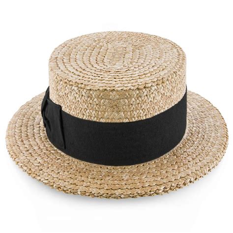 Sennett Stetson Natural Cowburq Straw Boater Hat Black Band