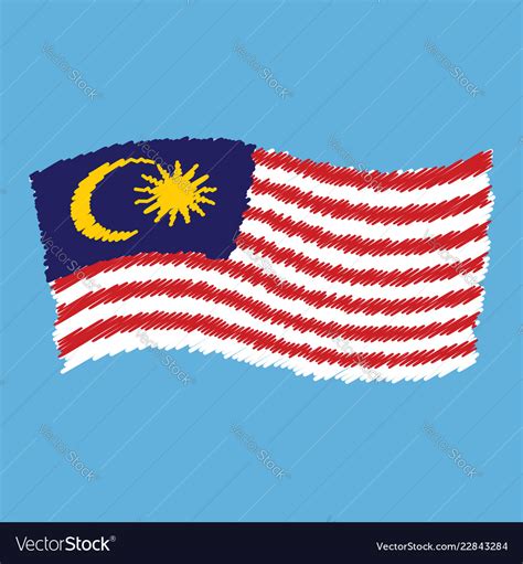 Malaysia Jalur Gemilang Flag Flying Royalty Free Vector