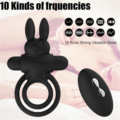 Wireless Remote Bunny Delayed Ejaculation Penis Ring Vibrator Usb Charging Silicone Cock Ring