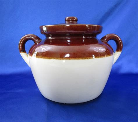 Vintage Mccoy Quart Stoneware Bean Pot With Original Lid Autumn