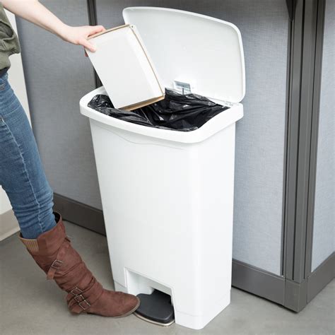 12 Gal Step On Garbage Bin White In Household Trash Cans From Simplex