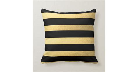 Black And Gold Striped Pillow