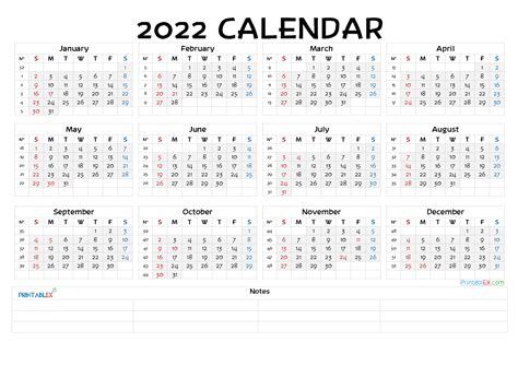 2022 Free Yearly Calendar Template Word 22ytw144