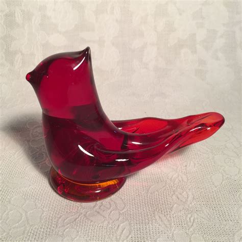 Cardinal Of Love Red Glass Bird By W Ward For Titan Art Glass Etsy