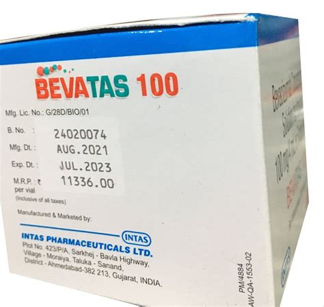 Intas Bevatas Bevacizumab Concentrate Infusion Injection Packaging