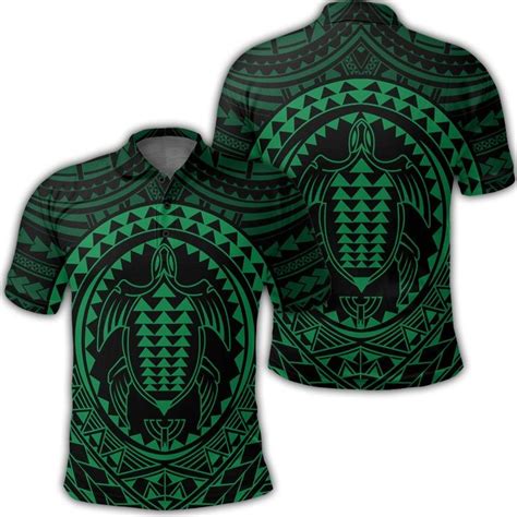 Hawaiian Kakau Honu Arc Polynesian Green Polo Shirt AH JGR In 2022