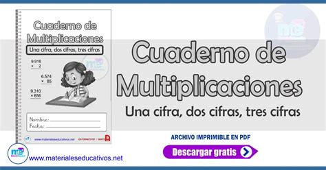 Cuaderno De Multiplicaciones Materiales Educativos