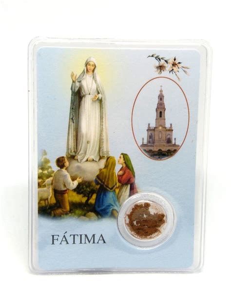 Our Lady Of Fatima Prayer Card With Soil From Fatima