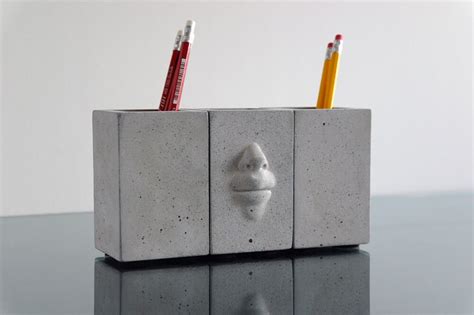 Unique Pen Holder For Desk Pen Pot Concrete Pencil Holder Etsy