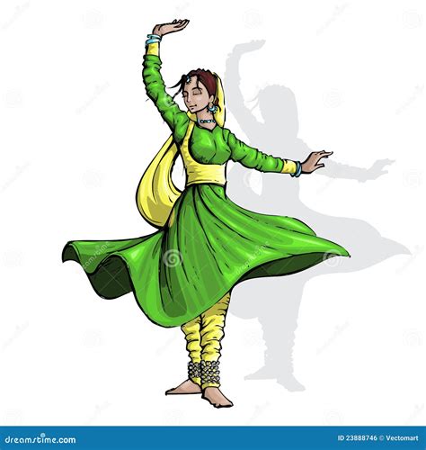 Indian Classical Dance Kathak Sketch Or Vector Illustration