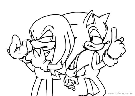 Knuckles The Echidna And Sonic Coloring Pages